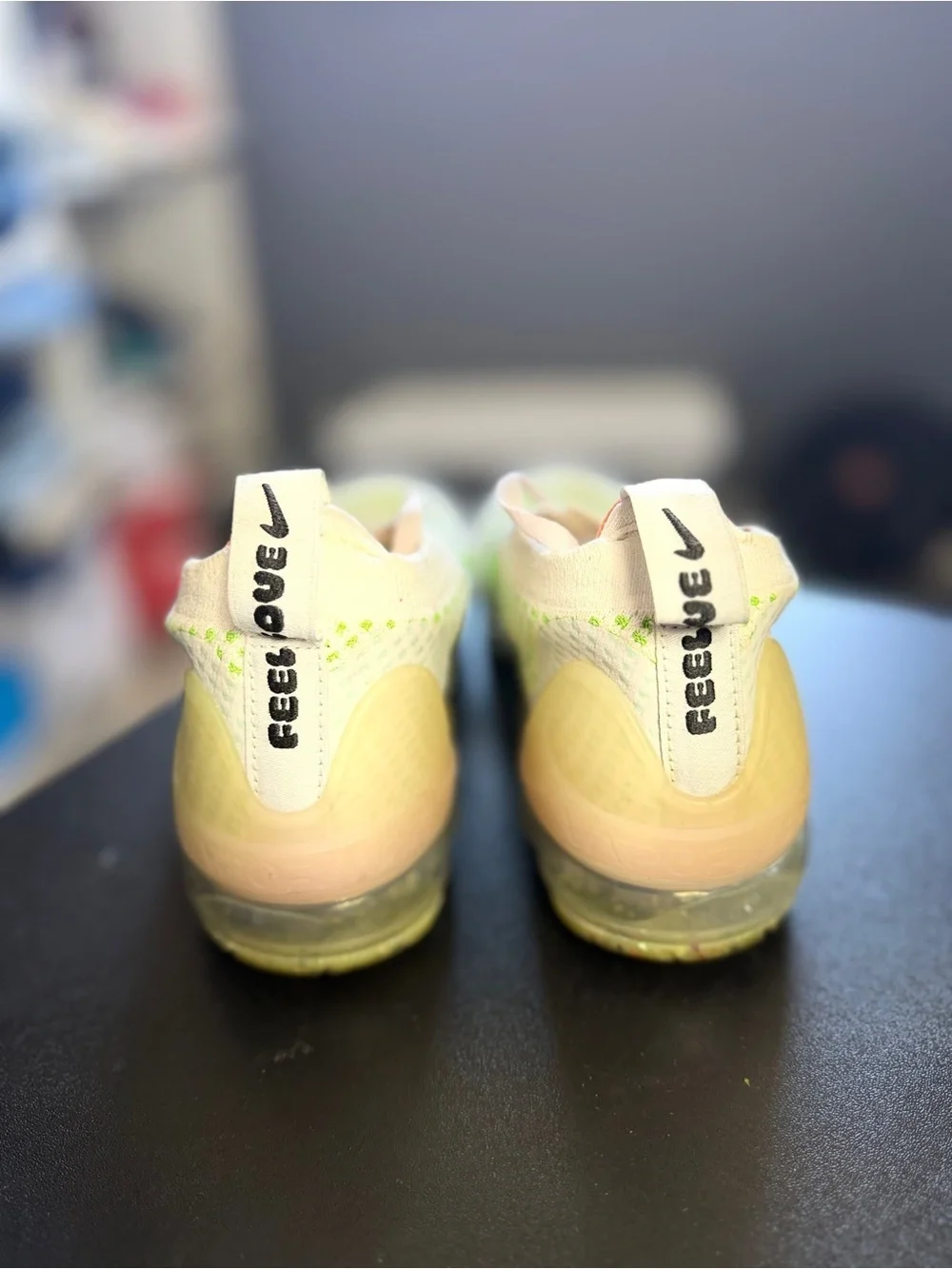 Nike White Sneakers with Neon Green and Orange Accents